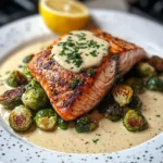 Gebratener Lachs mit geröstetem Rosenkohl genießen!