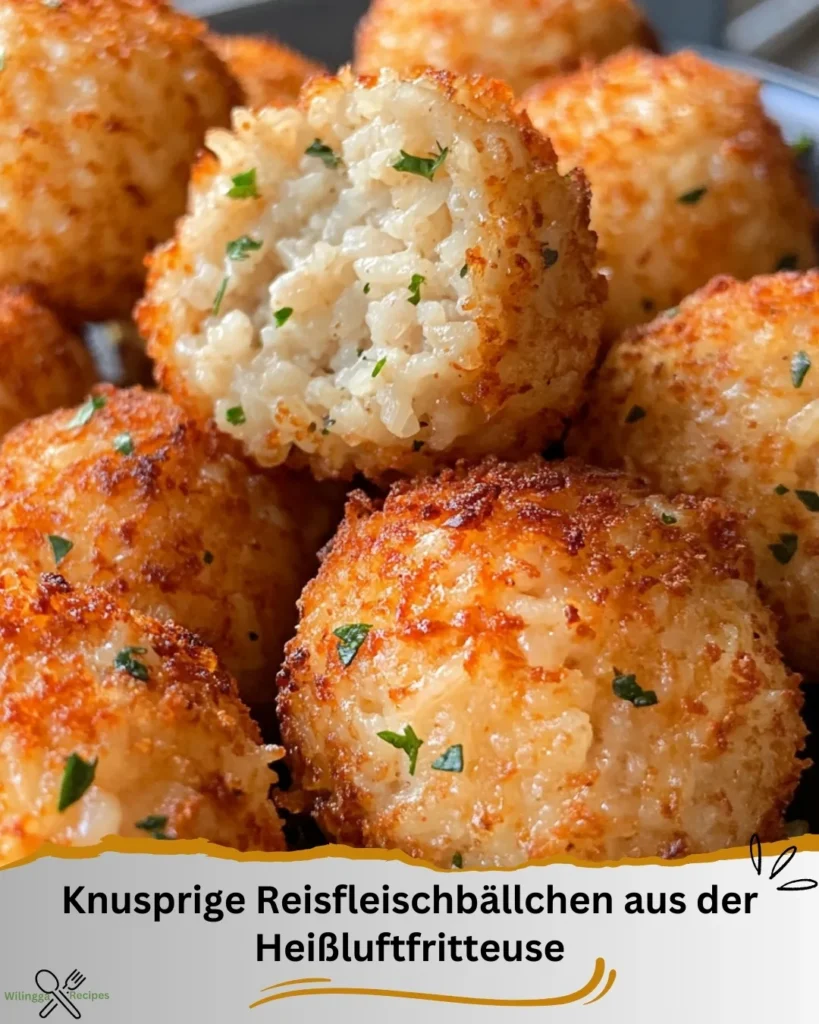 Knusprige Reisfleischbällchen aus der Heißluftfritteuse zubereiten.