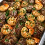 Knoblauchbutter Steakbissen & Garnelen Fest
