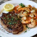 Luxuriöses Surf und Turf (Steak und Garnelen)