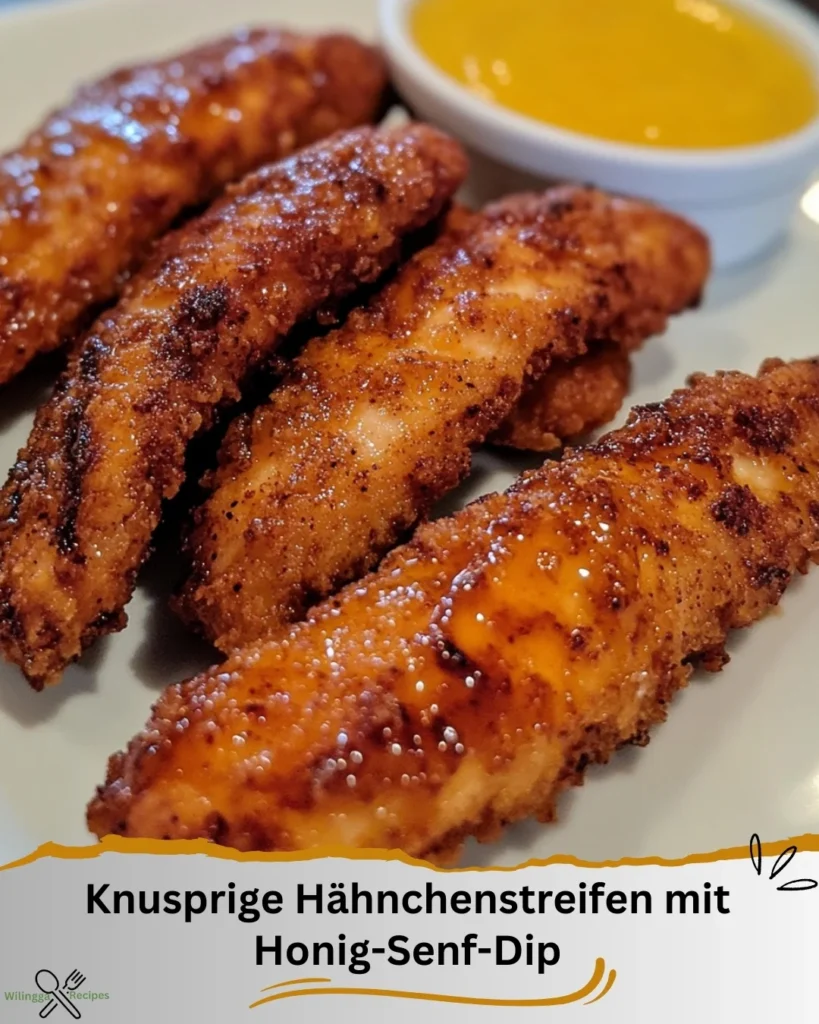 Knusprige Hähnchenstreifen mit Honig-Senf-Dip
