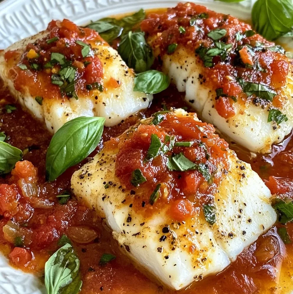 Gebratener Kabeljau mit Tomaten-Basilikum-Sauce
