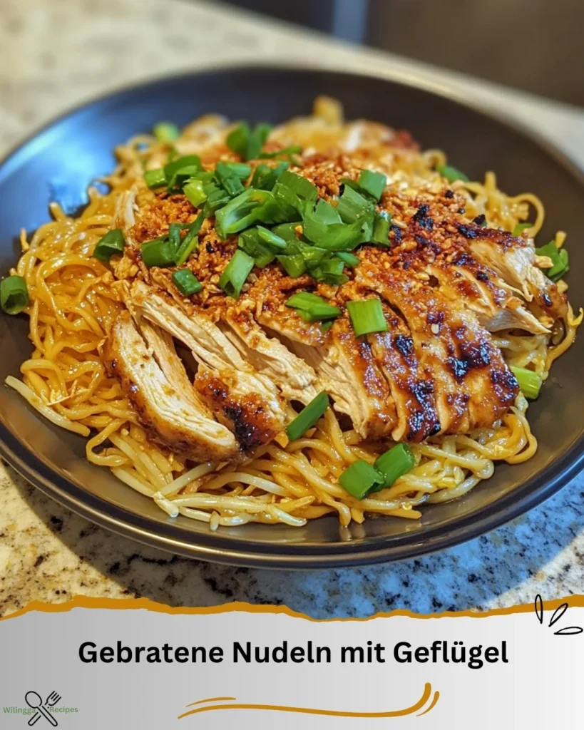 Gebratene Nudeln mit Geflügel