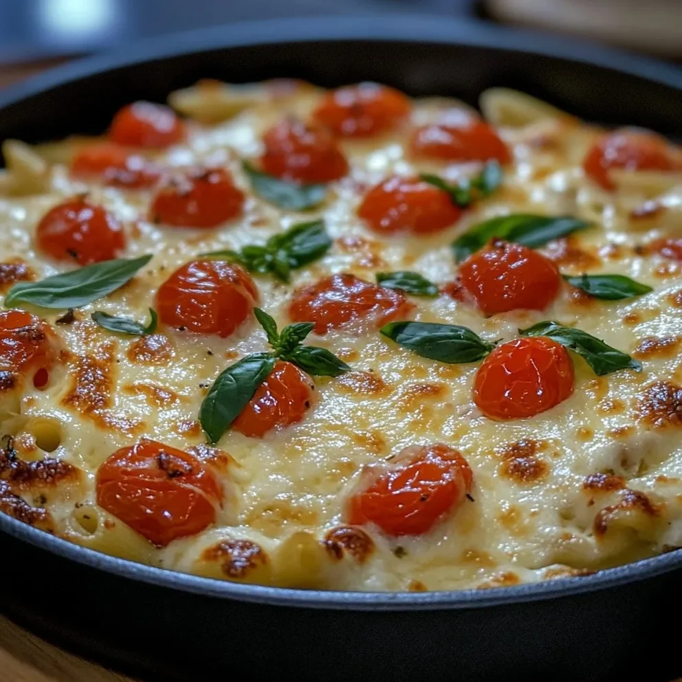 Cremiger Nudelauflauf mit Tomaten und Mozzarella