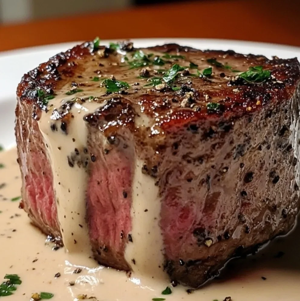 Gebratenes Filet Mignon mit Schalotten-Pfefferrahmsauce