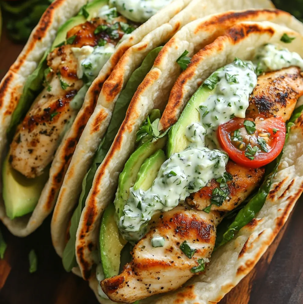 Zitrus-Kräuter-Hühnchen-Gyros mit Avocado-Tzatziki