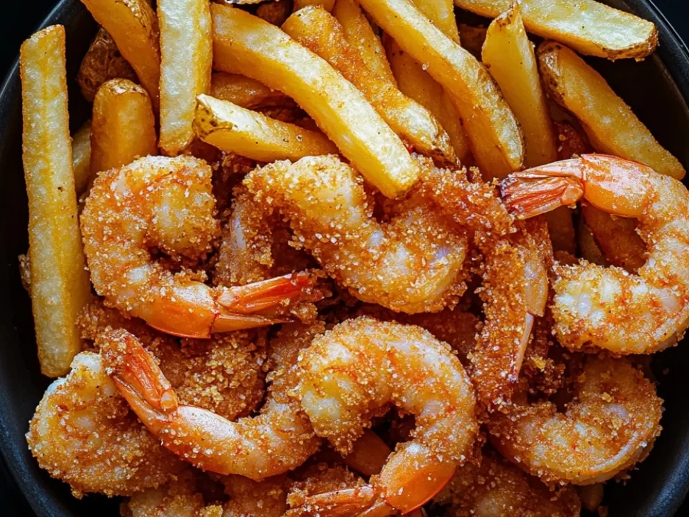 Knusprige Garnelen mit Pommes Frites