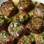 Cremige Knoblauchbutter Steakbissen für jeden Anlass.