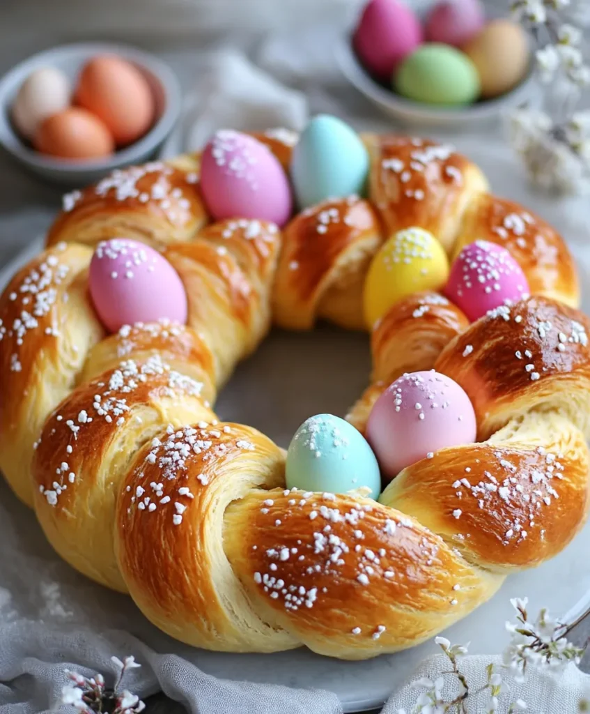 Hefekranz (Deutscher Oster-Hefekranz mit bunten Eiern)