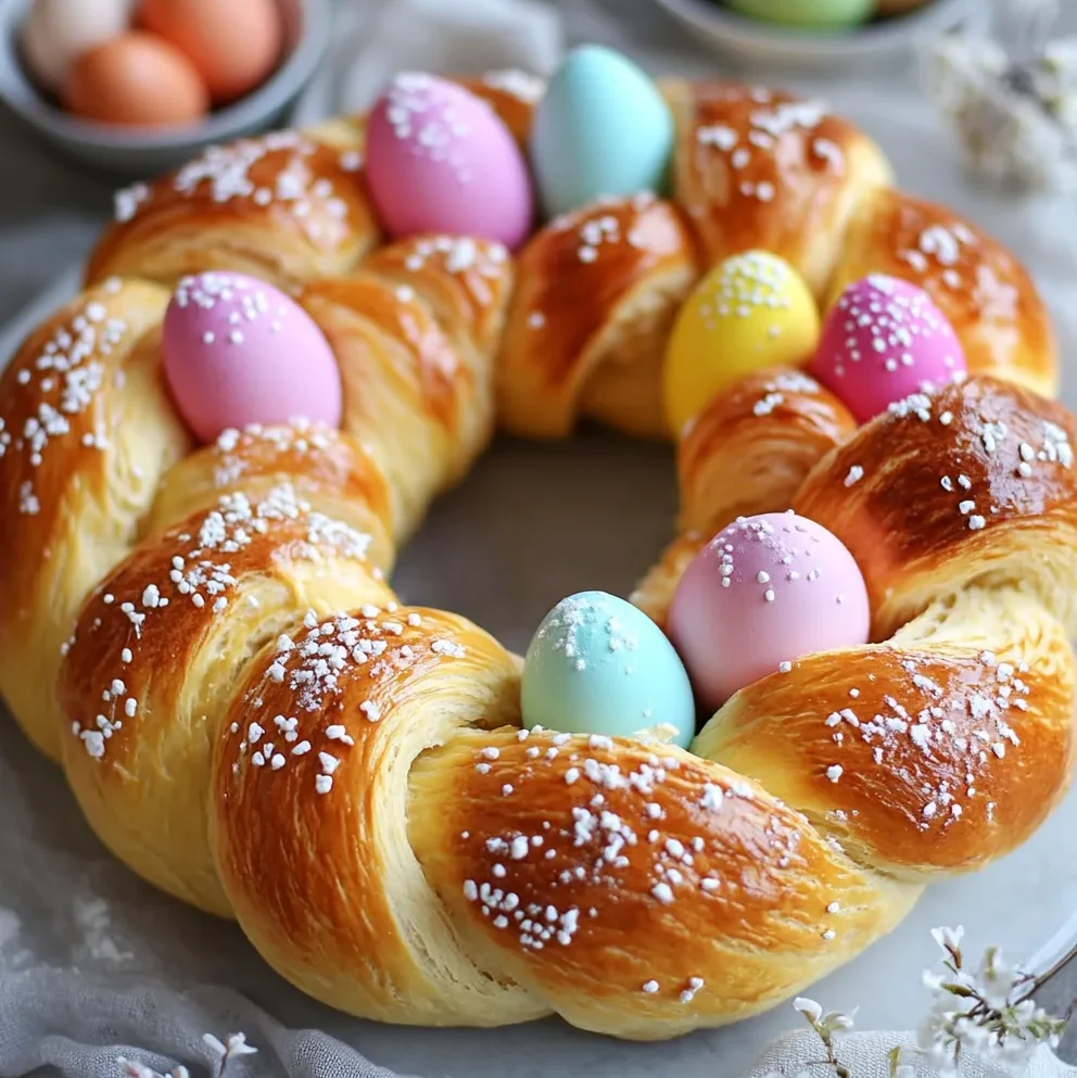 Hefekranz (Deutscher Oster-Hefekranz mit bunten Eiern)