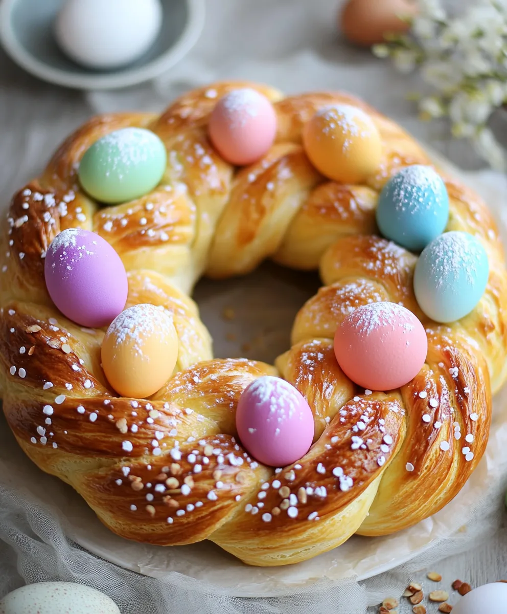 Hefekranz (Deutscher Oster-Hefekranz mit bunten Eiern)