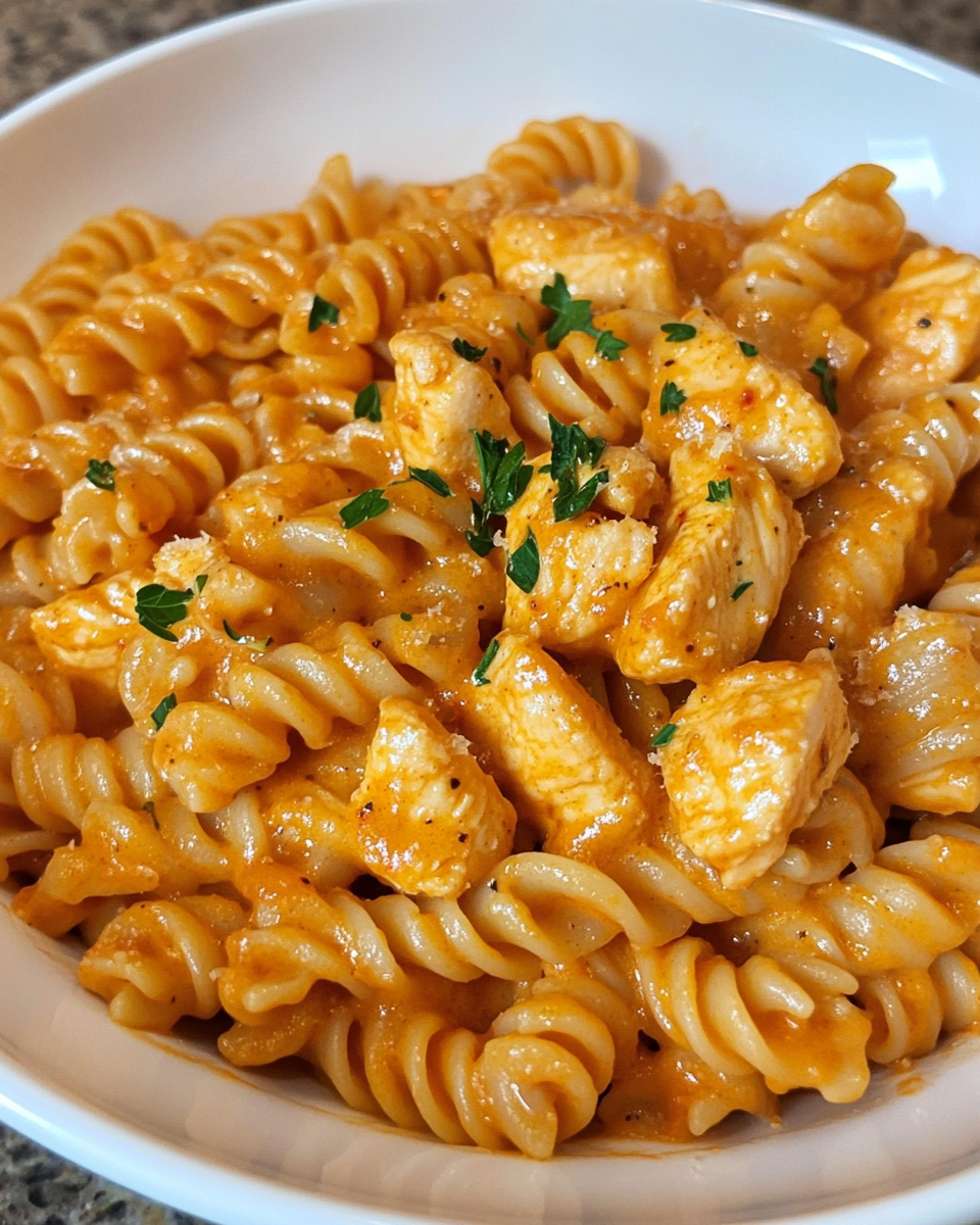 Cremige Pasta mit würzigem Hähnchen: Ein Genuss!