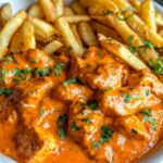Butter Chicken mit Knoblauchsauce und Pommes genießen!