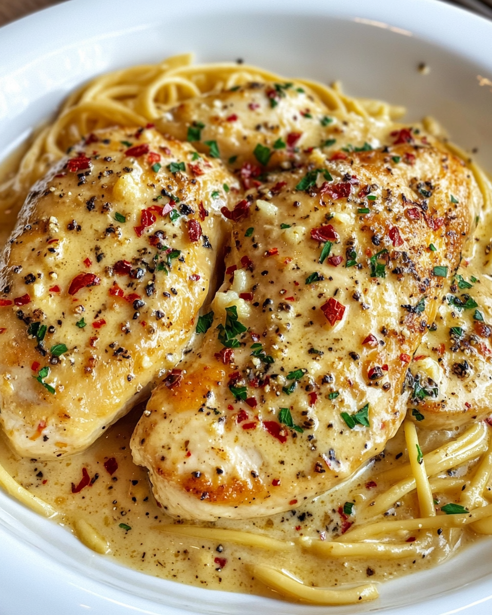 Würzige Hähnchenbrust in cremiger Parmesansoße: Ein Genuss!