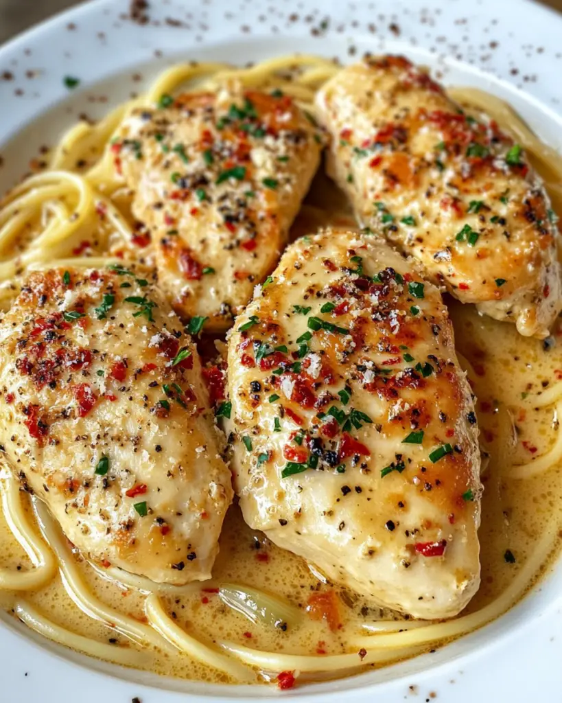 Würzige Hähnchenbrust in cremiger Parmesansoße: Ein Genuss!