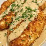 Knuspriges Parmesan-Hühnchen mit Alfredo-Sauce begeistert!