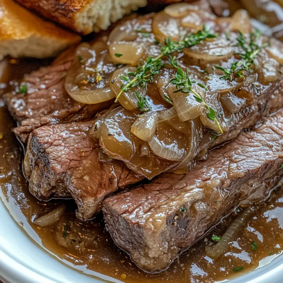 Rinderbraten mit französischer Zwiebelsauce