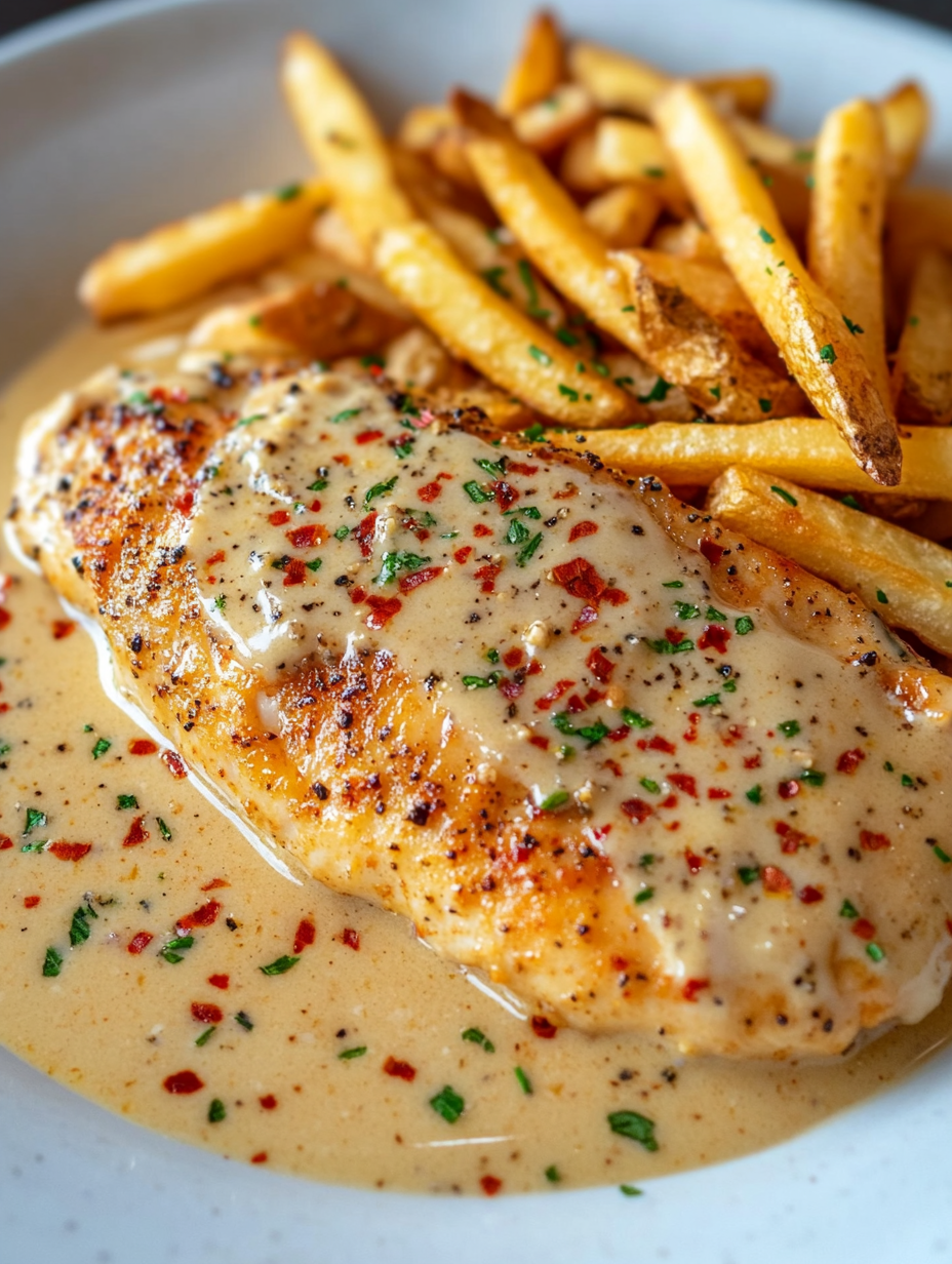 Hähnchenfilet in würziger, cremiger Knoblauch-Parmesan-Sauce!