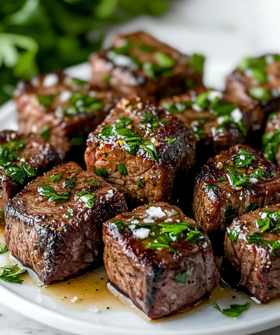 Rezept für saftige Steakbissen mit Knoblauchbutter: Ein Genuss!