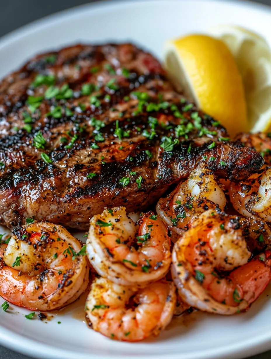 Blackened Steak und Garnelen Scampi