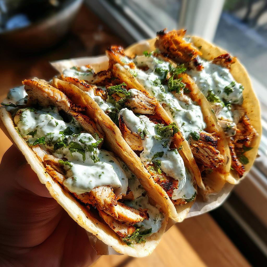 Gegrillte Hähnchen-Gyro-Tacos mit Minz-Joghurt - detail 1