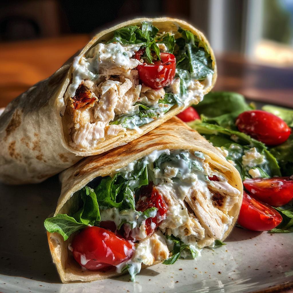 Griechische Hähnchen-Salatwraps mit Feta-Sauce - detail 1