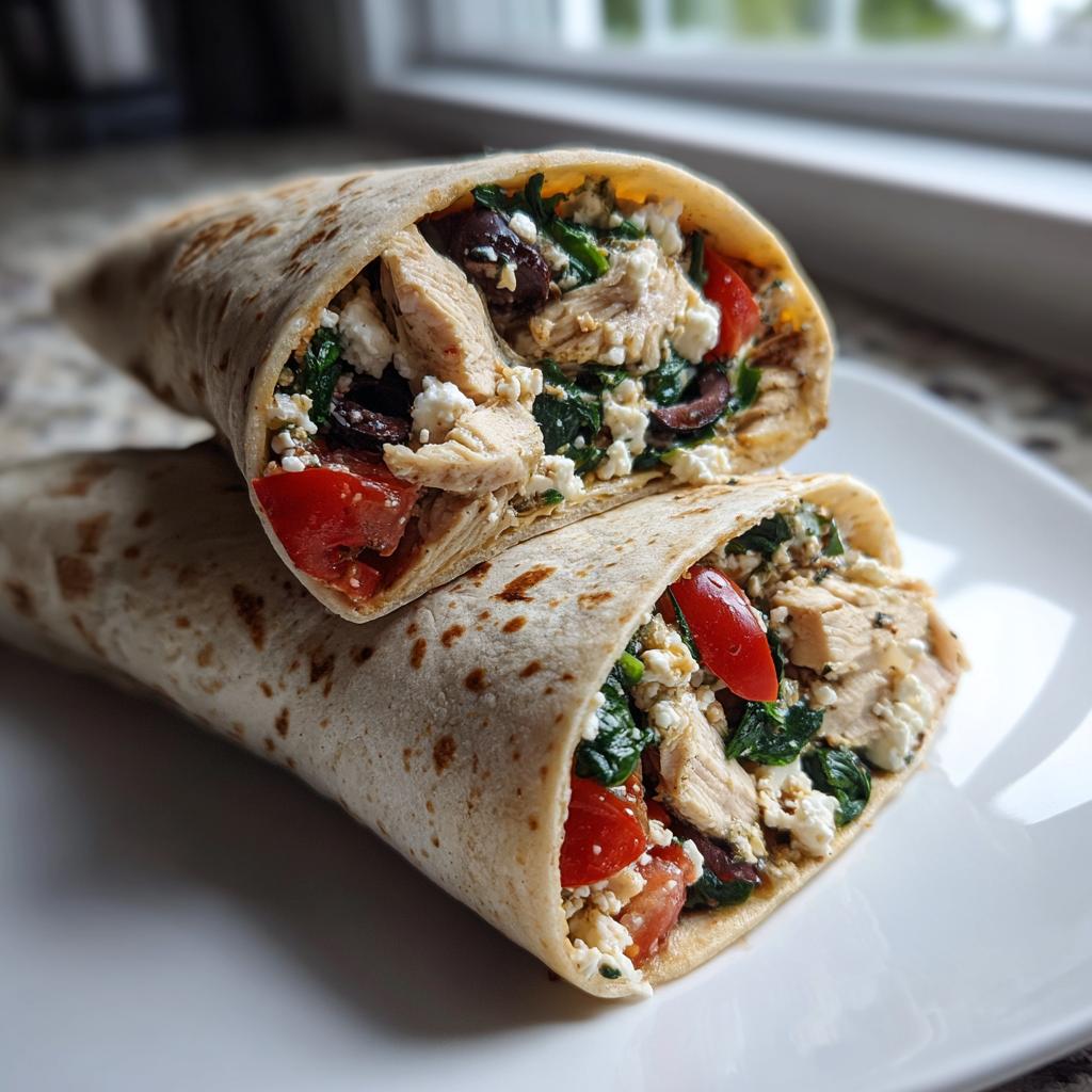 Griechische Hähnchen-Wraps mit Spinat, Oliven und Feta - detail 1