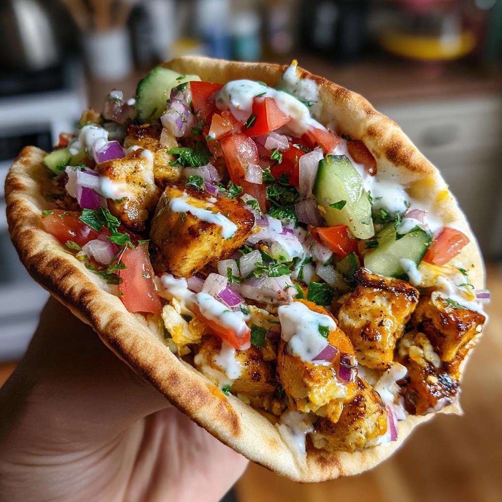Mediterrane Hähnchen Pita Taschen