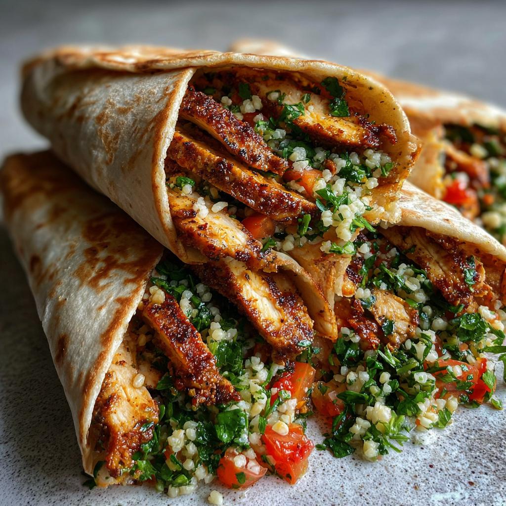 Zitronen-Oregano-Hähnchen-Wraps mit Taboulé