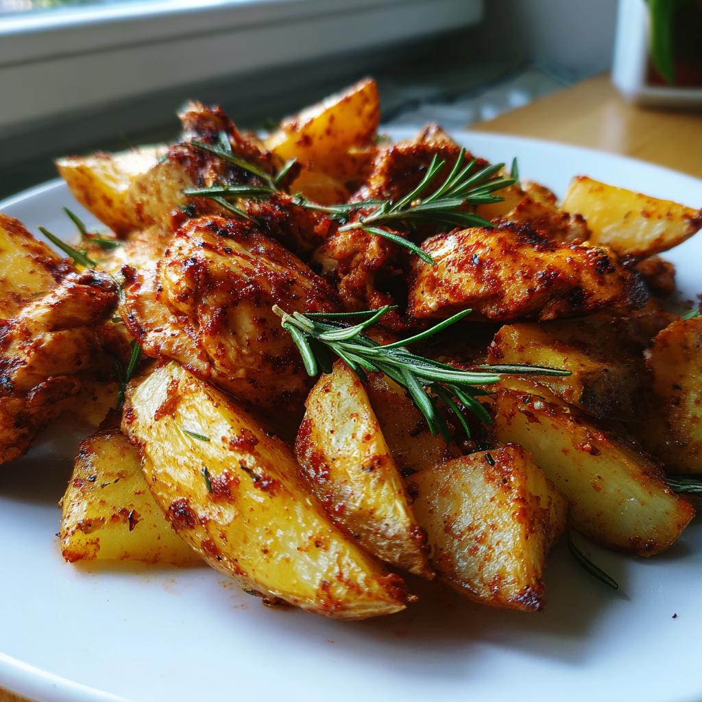 Blechkartoffeln mit Hähnchen