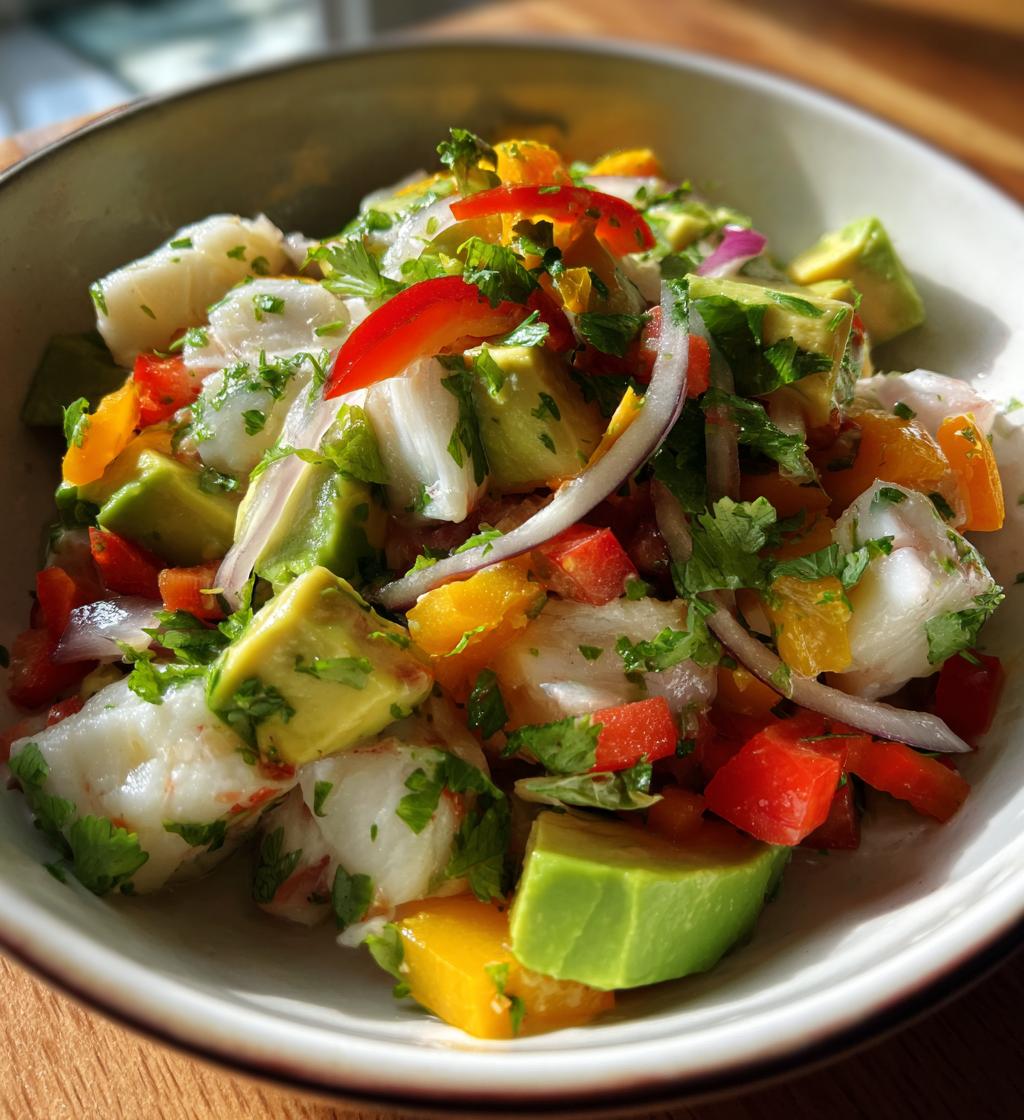 Ceviche-Salat im britischen Stil mit Kabeljau