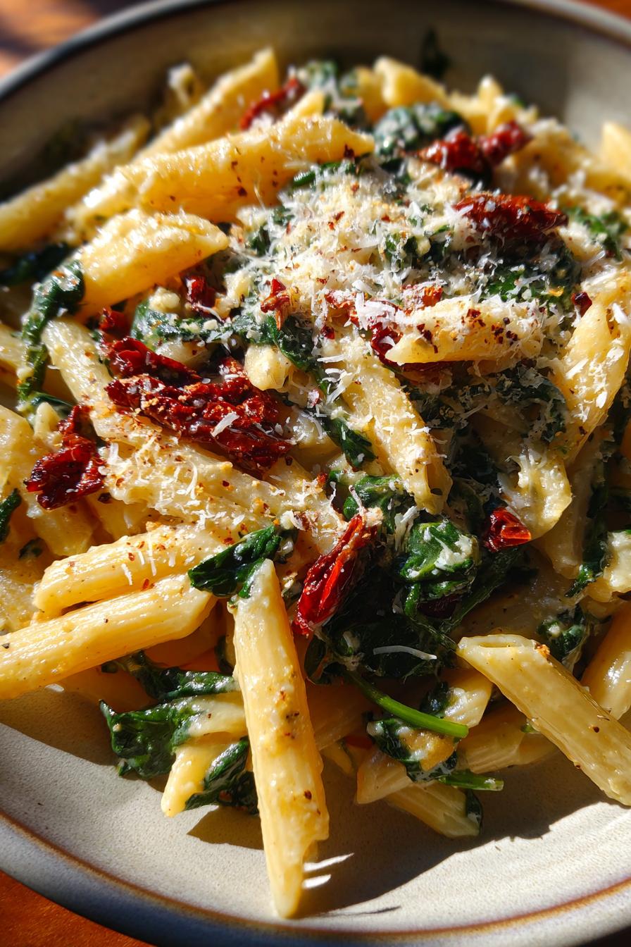 Cremige Pasta mit getrockneten Tomaten - detail 1