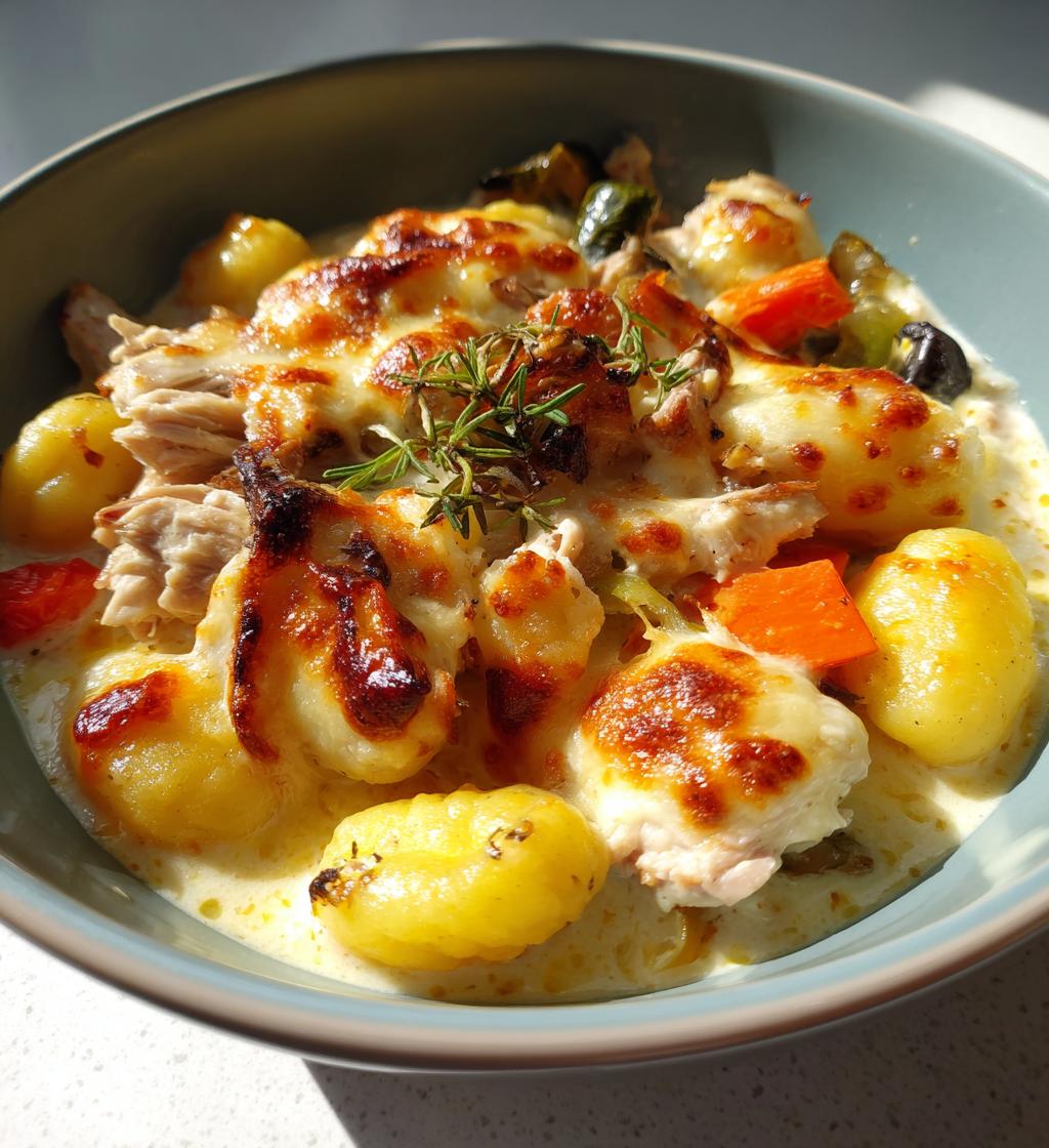 Gebackene Gnocchi-Suppe mit Hähnchen