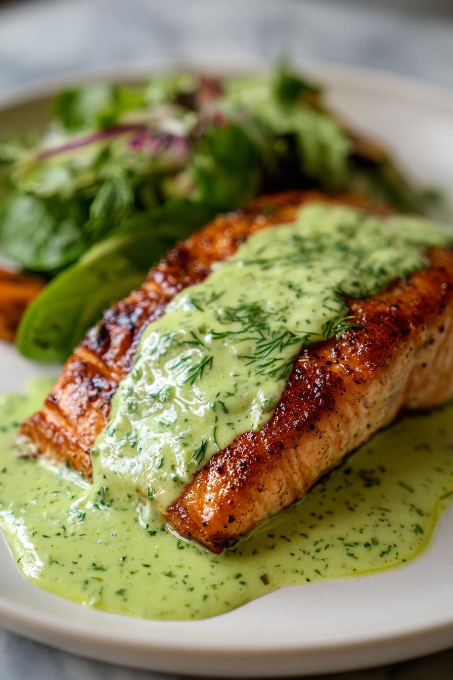 Gebratener Lachs mit Dillsoße