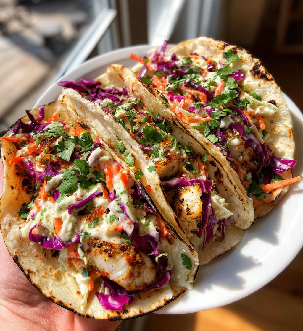 Gegrillte Fisch-Tacos mit Krautsalat