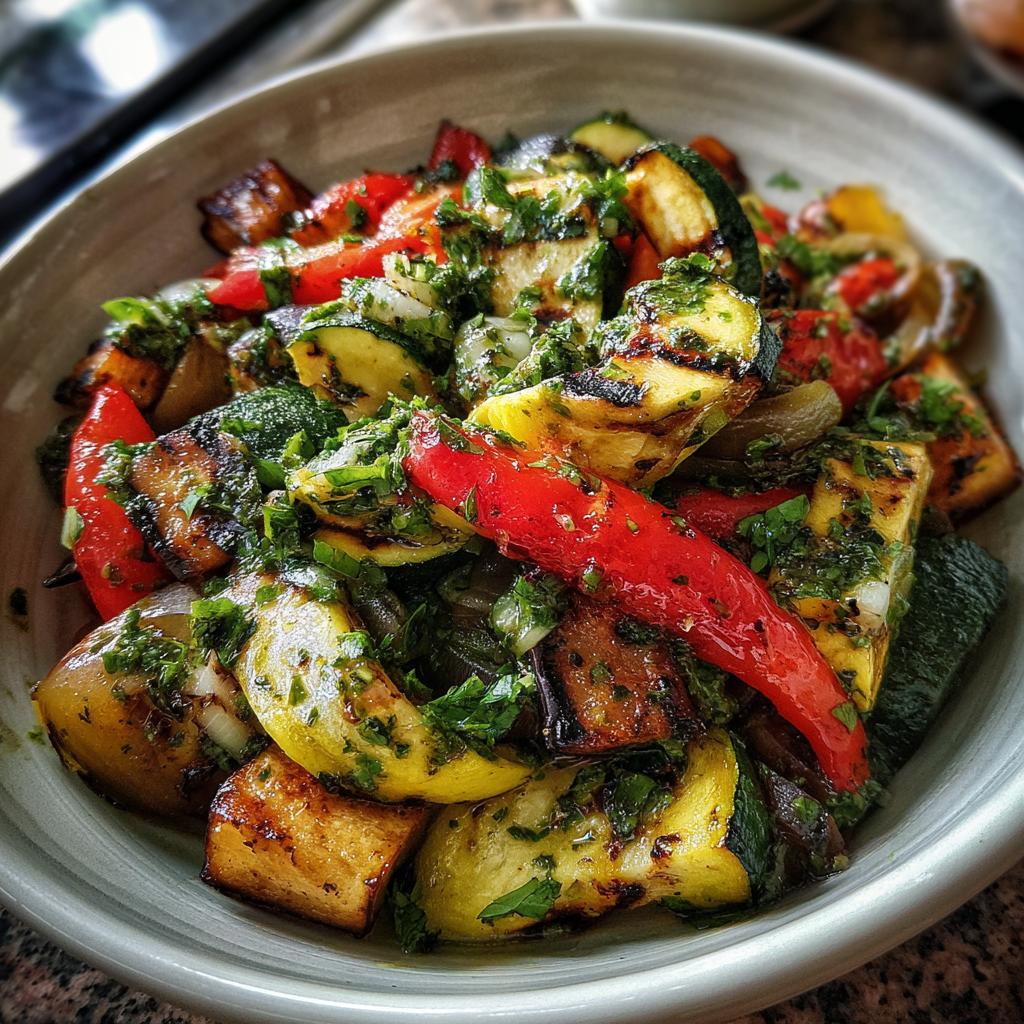 Gegrillter Gemüsesalat mit Basilikum-Dressing