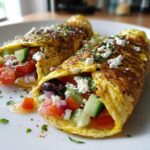 Griechischer Salat im Omelett-Wrap