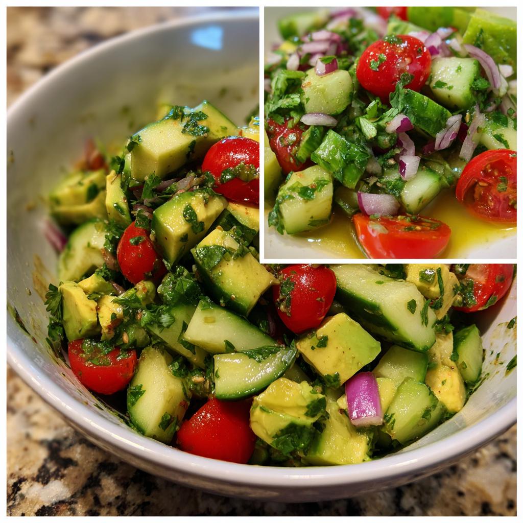 Gurken-Avocado-Salat mit Toppings - detail 1