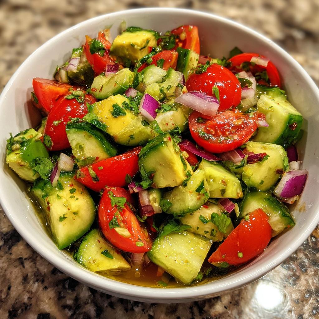 Gurken-Avocado-Salat mit Toppings