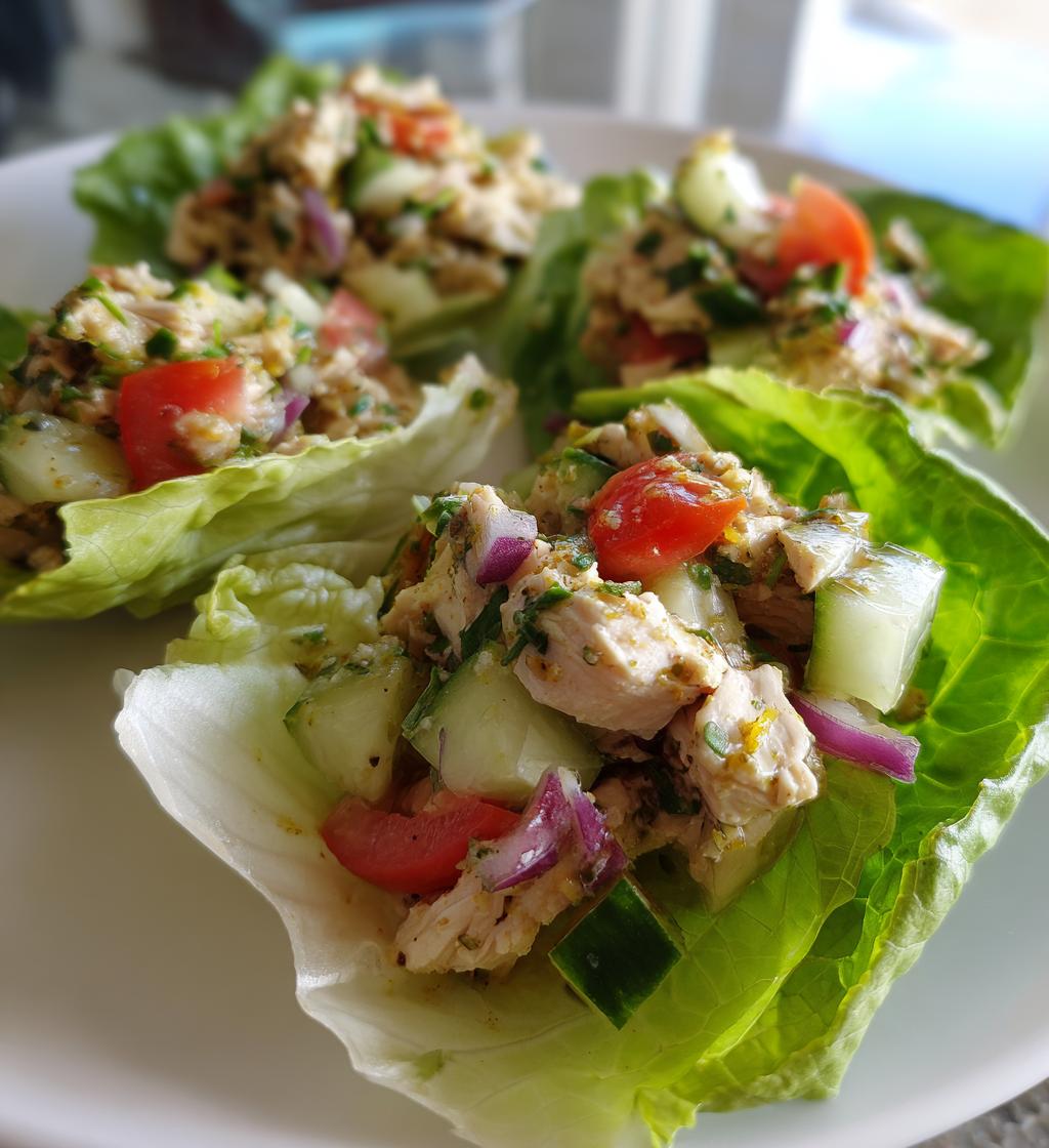 Hühnchen-Salat in Salatblättern - detail 1