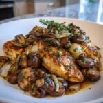 Hähnchen mit Pilzen und Zwiebeln