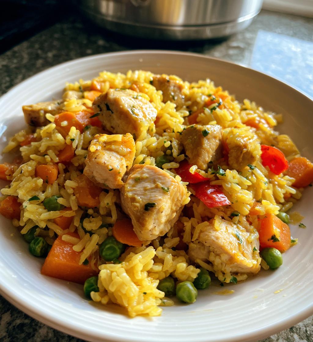 Hähnchen mit Reis und Gemüse