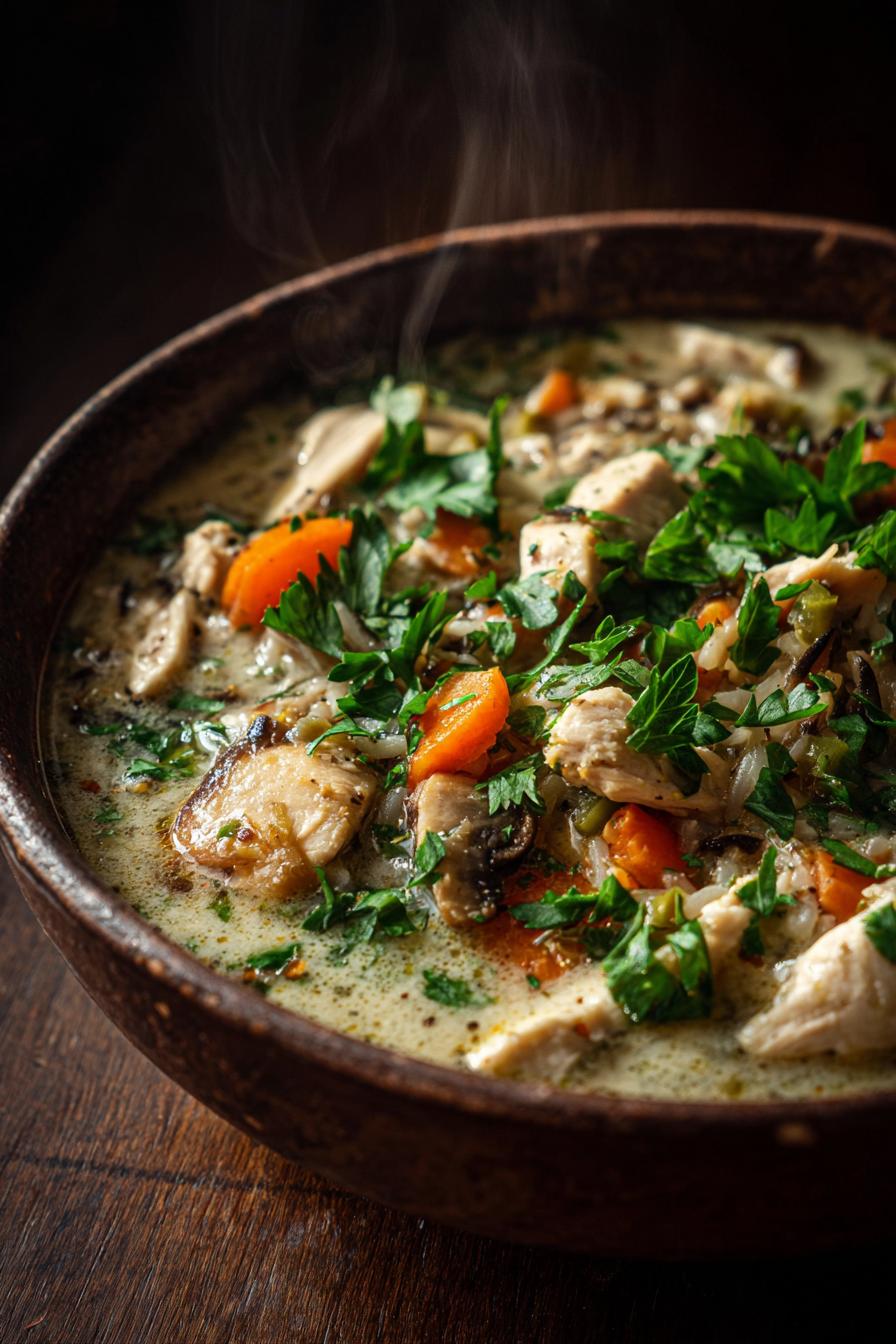 Hühnchen- und Wildreis-Suppe