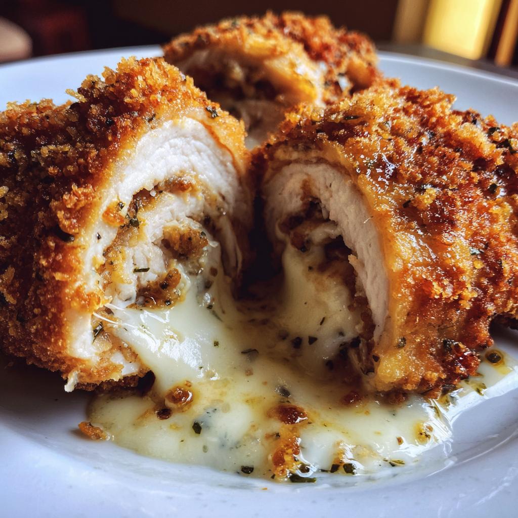 Hähnchenröllchen mit Knoblauchkäse