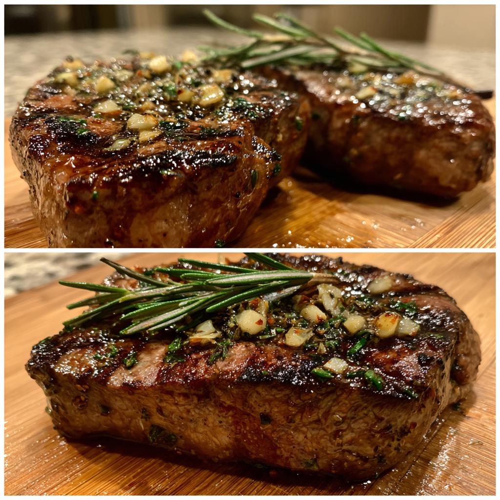 Knoblauch-Rosmarin-Steak vom Grill - detail 1