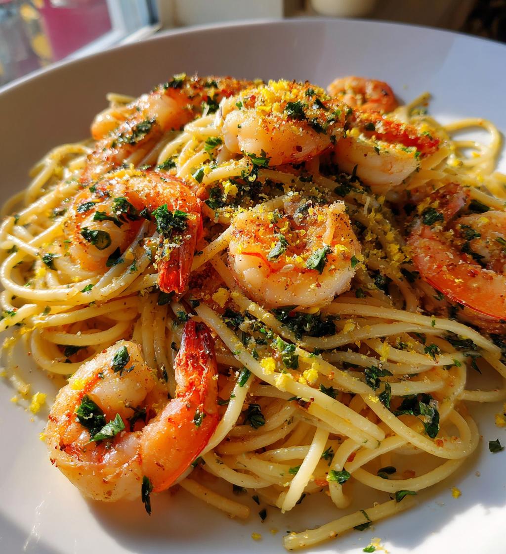 Knoblauchbutter-Garnelen-Pasta