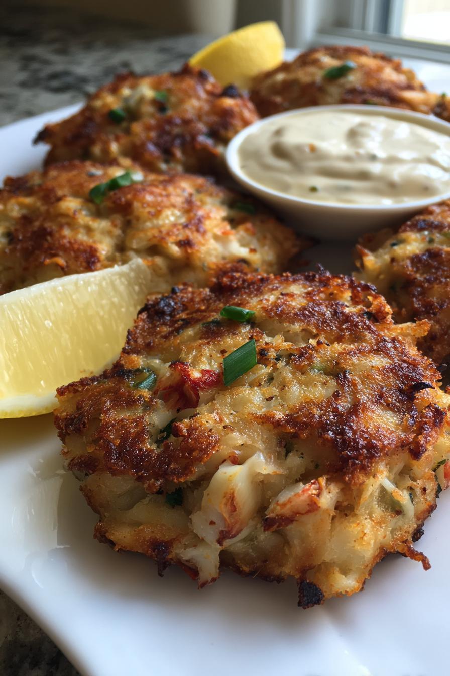 Krabbenkuchen mit Zitronen-Aioli