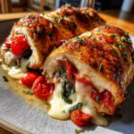Mit Caprese gefüllte Hähnchenbrust aus der Heißluftfritteuse