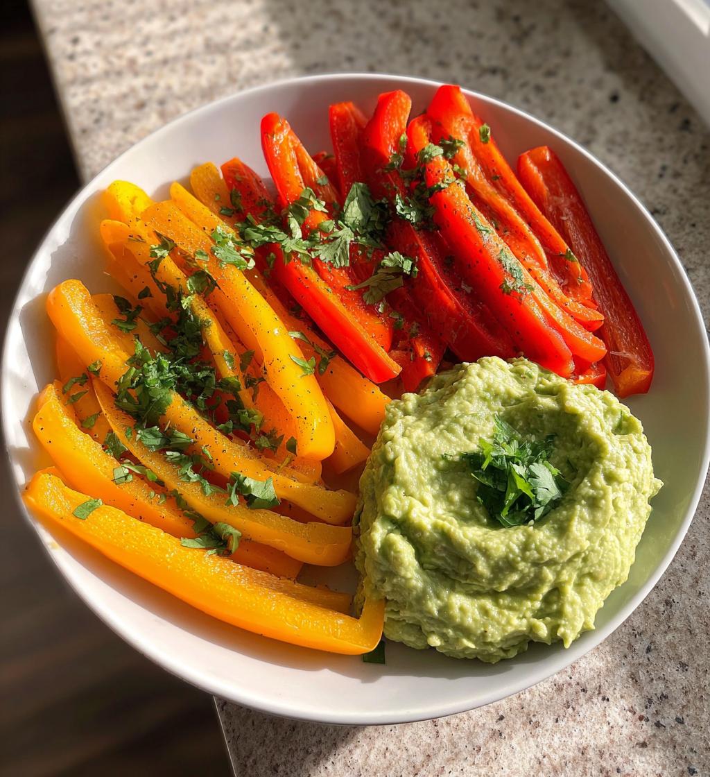 Paprikastreifen mit Guacamole