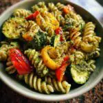 Pesto-Pasta mit geröstetem Gemüse
